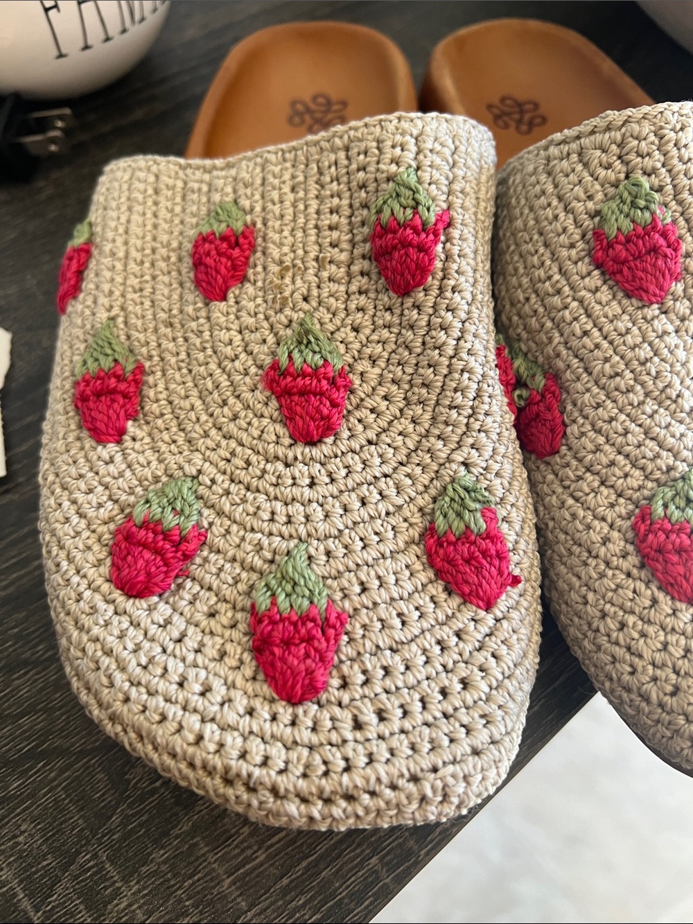 The Sak Hand-Crocheted Strawberry Slip-On Mules in Beige - size 8 - Picture 3 of 7